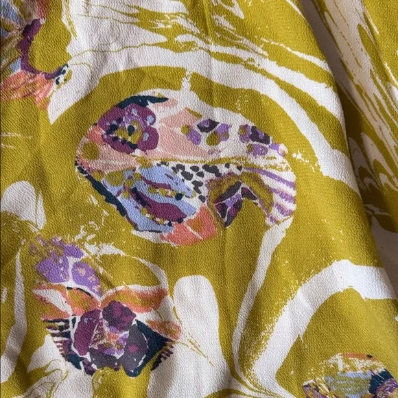 Free People Chartreuse Floral Off-Shoulder Blouse - Picture 4 of 9